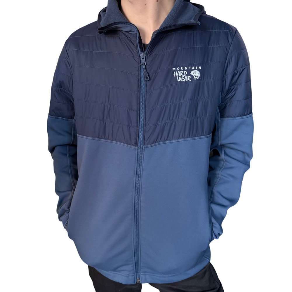 Mountain Hardwear Hooded Full Zip Puffer Fleece Jacket Blue Mens M/M‎